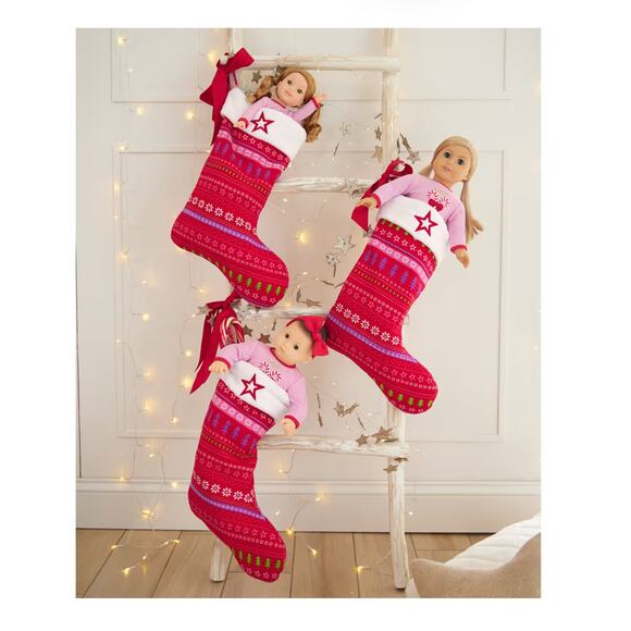 NEW American Girl 20" HOLIDAY CHRISTMAS STOCKING Fair Isle Quilt Holds 18" Doll - Picture 3 of 6